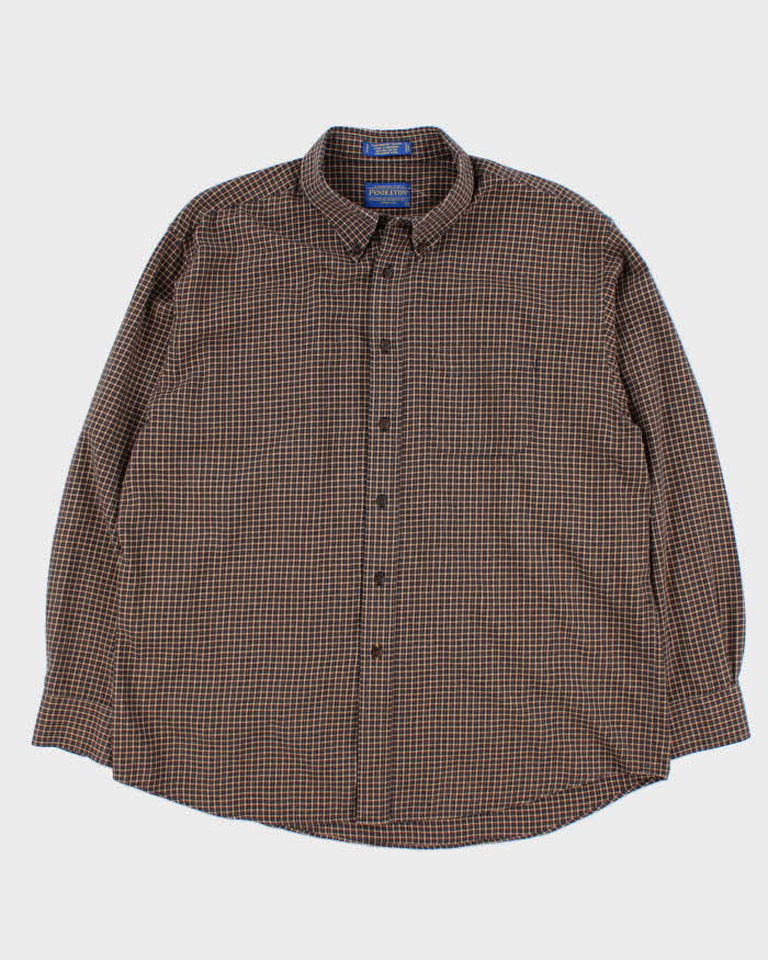 Pendleton Brown Plaid Cotton Wool Blend Work Shirt - XL