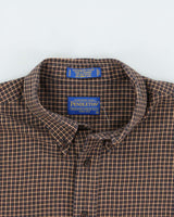 Pendleton Brown Plaid Cotton Wool Blend Work Shirt - XL