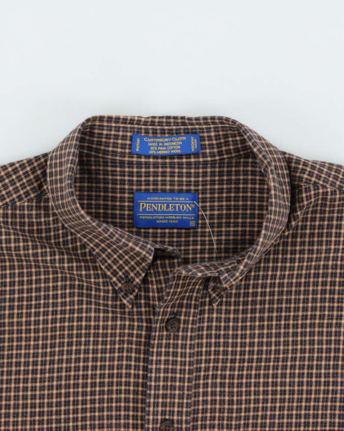 Pendleton Brown Plaid Cotton Wool Blend Work Shirt - XL