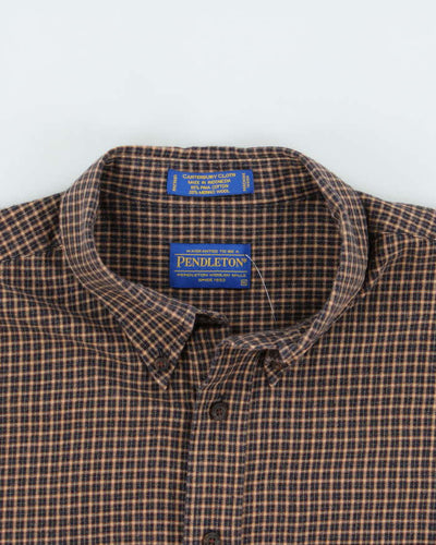 Pendleton Brown Plaid Cotton Wool Blend Work Shirt - XL