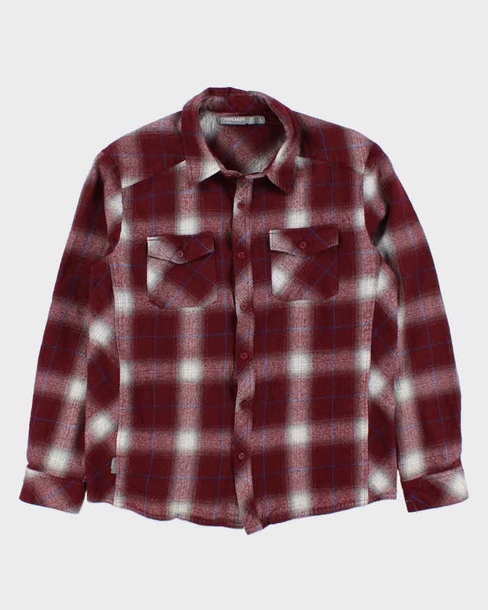 Icebreaker Burgundy Plaid Work Shirt - L