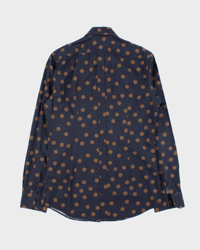 Vintage 00s Dolce &amp; Gabbana Gold Polka Dot Long Sleeve Button Down Dress Shirt - M