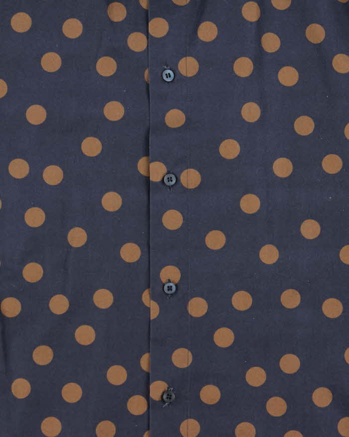Vintage 00s Dolce &amp; Gabbana Gold Polka Dot Long Sleeve Button Down Dress Shirt - M