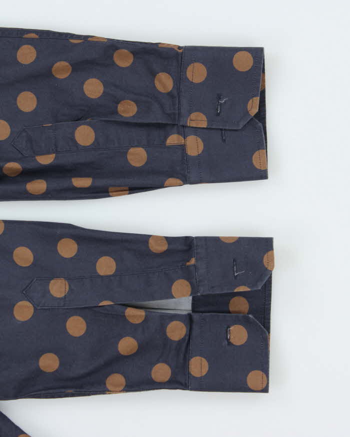 Vintage 00s Dolce &amp; Gabbana Gold Polka Dot Long Sleeve Button Down Dress Shirt - M