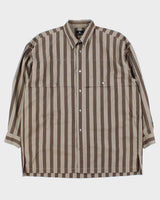 Vintage 1980s Issey Miyake Homme Hamilton Striped Long Sleeve Button Down Shirt - M