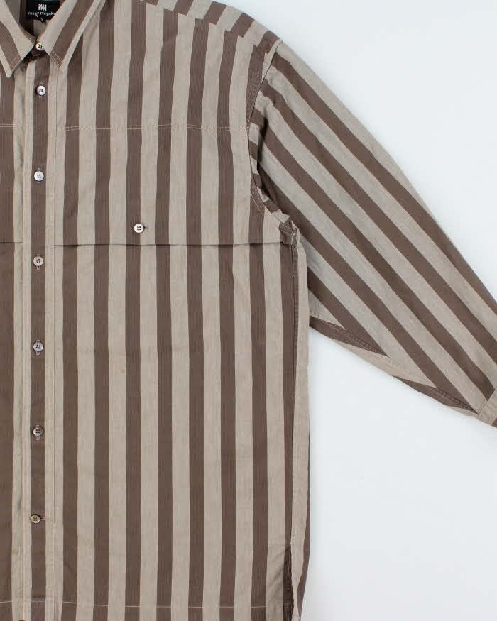 Vintage 1980s Issey Miyake Homme Hamilton Striped Long Sleeve Button Down Shirt - M