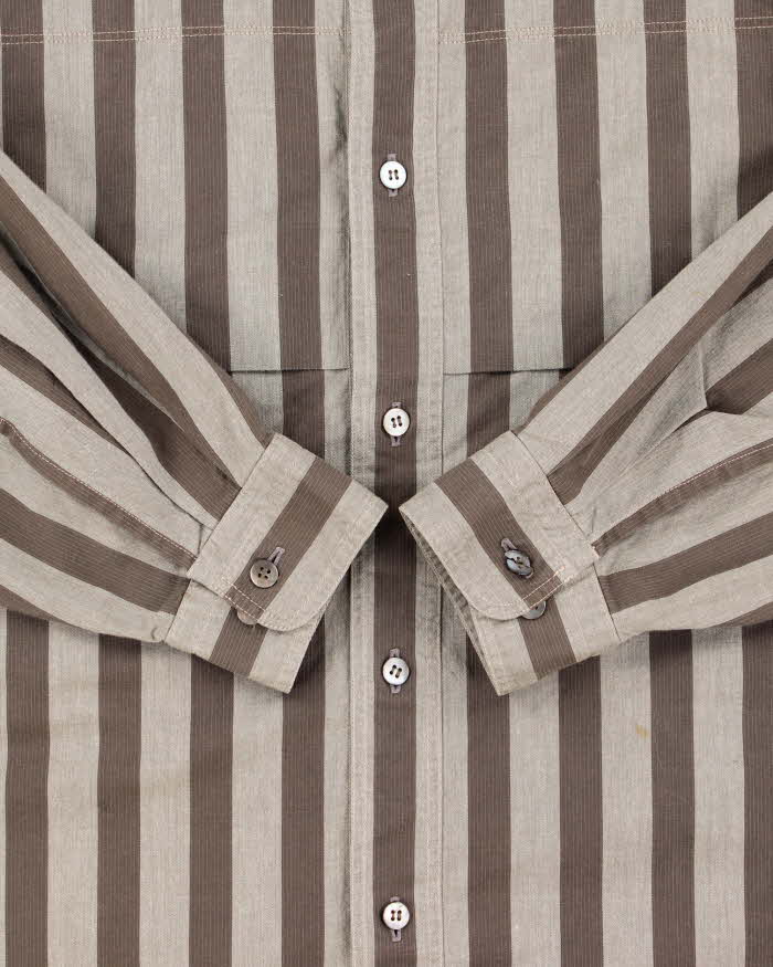Vintage 1980s Issey Miyake Homme Hamilton Striped Long Sleeve Button Down Shirt - M