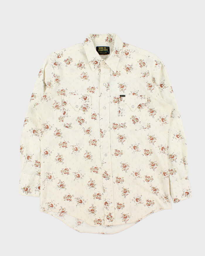 Vintage 1980s Bar-M Rancher Floral Long-Sleeve Western Shirt - M
