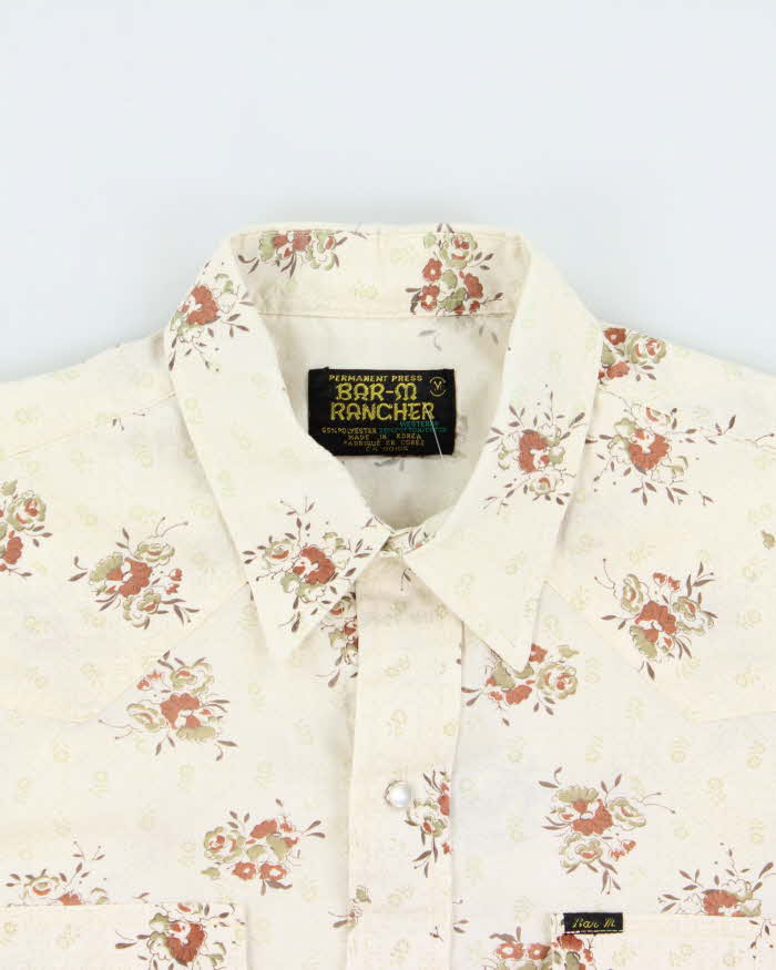 Vintage 1980s Bar-M Rancher Floral Long-Sleeve Western Shirt - M