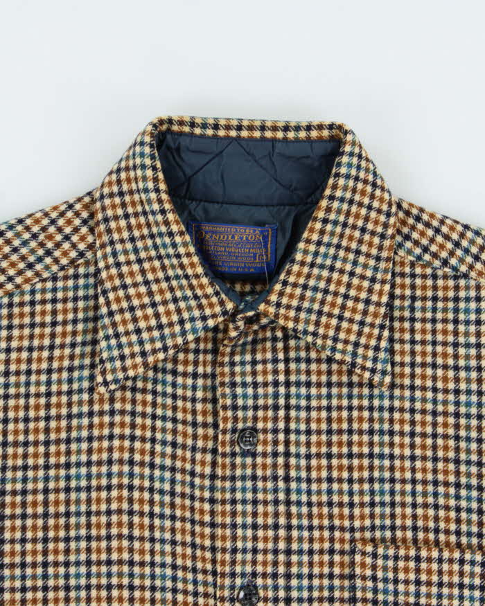 Vintage 1960s Pendleton Check Wool Long Sleeve Flannel Shirt - M