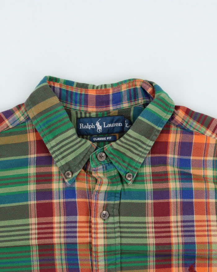 Vintage 1990s Polo Ralph Lauren Check Classic Fit Long Sleeve Shirt - L