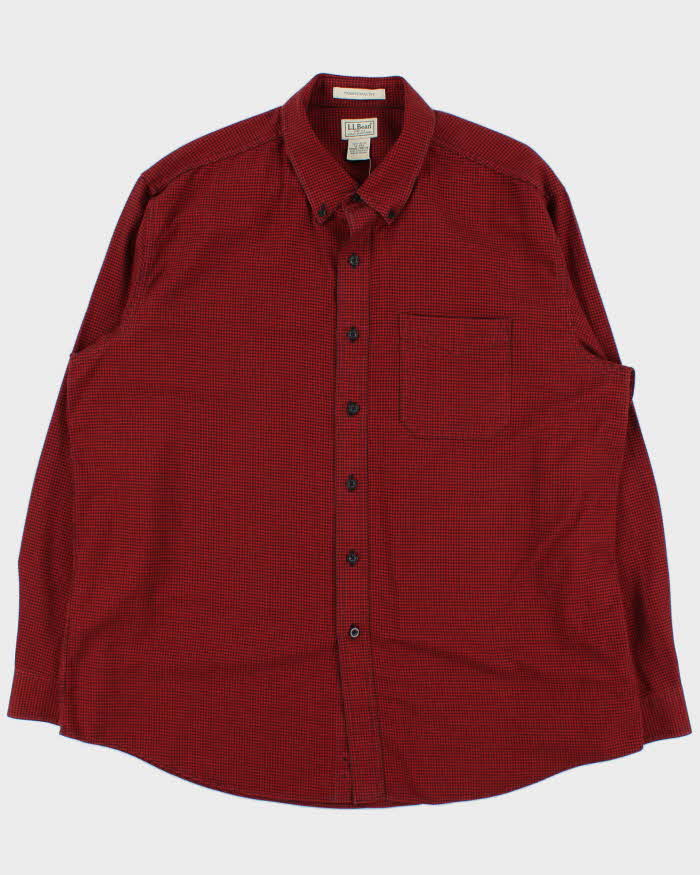Vintage 00s L.L.Bean Red Houndstooth Flannel Shirt - XL