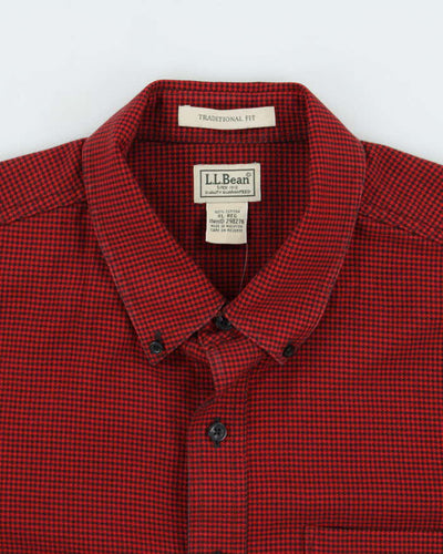 Vintage 00s L.L.Bean Red Houndstooth Flannel Shirt - XL