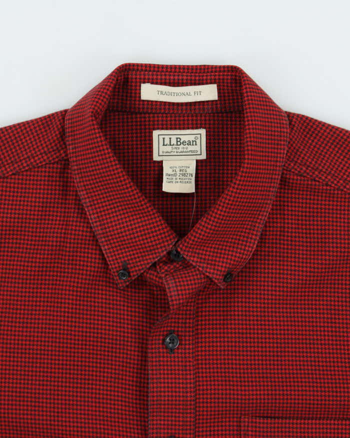 Vintage 00s L.L.Bean Red Houndstooth Flannel Shirt - XL