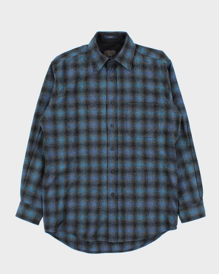 Vintage Pendleton Lodge Blue Wool Flannel Shirt - S
