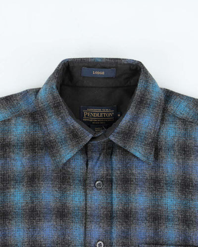 Vintage Pendleton Lodge Blue Wool Flannel Shirt - S