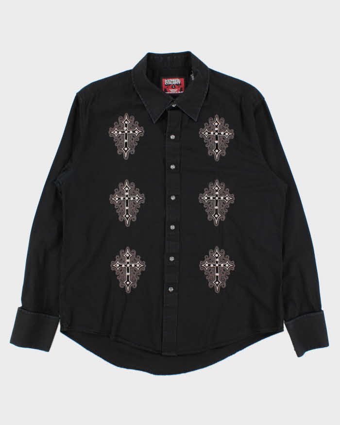 Vintage Y2K 00s RockerRoll Cowboy Gothic Western Long Sleeve Shirt - L