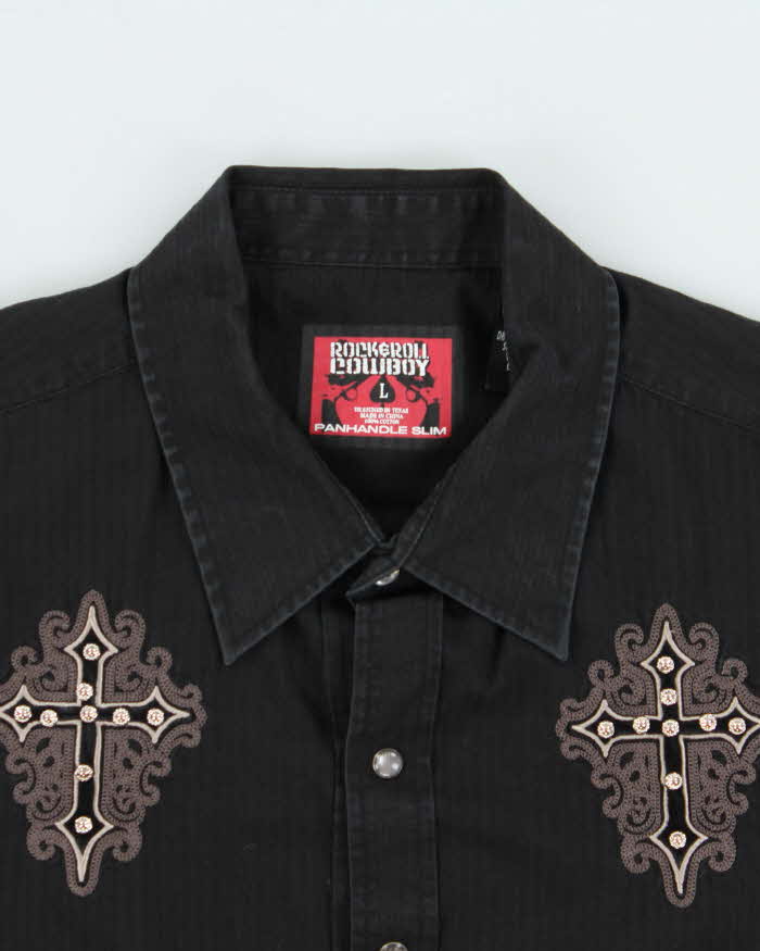 Vintage Y2K 00s RockerRoll Cowboy Gothic Western Long Sleeve Shirt - L