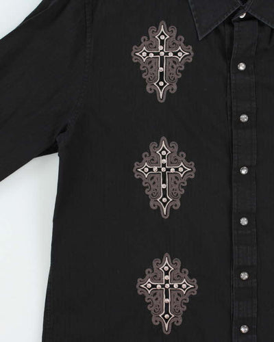 Vintage Y2K 00s RockerRoll Cowboy Gothic Western Long Sleeve Shirt - L