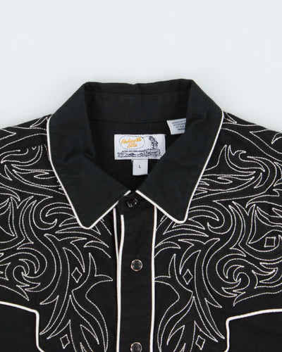 Vintage 00s Black Embroidered Snap Button Western Long Sleeve Shirt - L