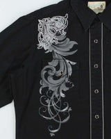 Vintage Y2K 00s Roper Black Embroidered Snap Button Western Long Sleeve Shirt - M