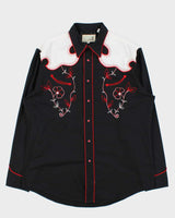 Vintage Y2K 00s Roper Black Embroidered Snap Button Western Long Sleeve Shirt - XL