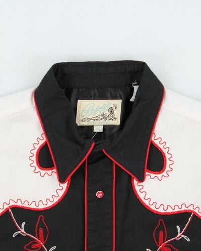 Vintage Y2K 00s Roper Black Embroidered Snap Button Western Long Sleeve Shirt - XL