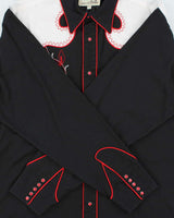 Vintage Y2K 00s Roper Black Embroidered Snap Button Western Long Sleeve Shirt - XL