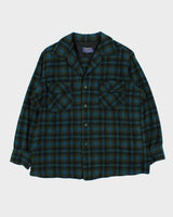 Vintage 1960s Pendleton Wool Guns &amp; Roses Back Patch Flannel Shirt - M