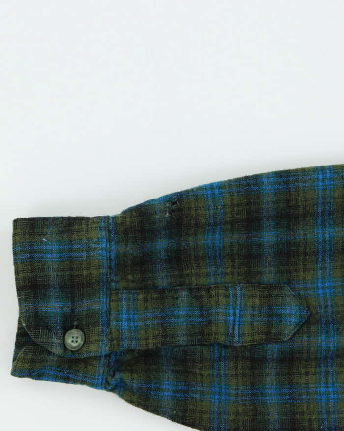 Vintage 1960s Pendleton Wool Guns &amp; Roses Back Patch Flannel Shirt - M