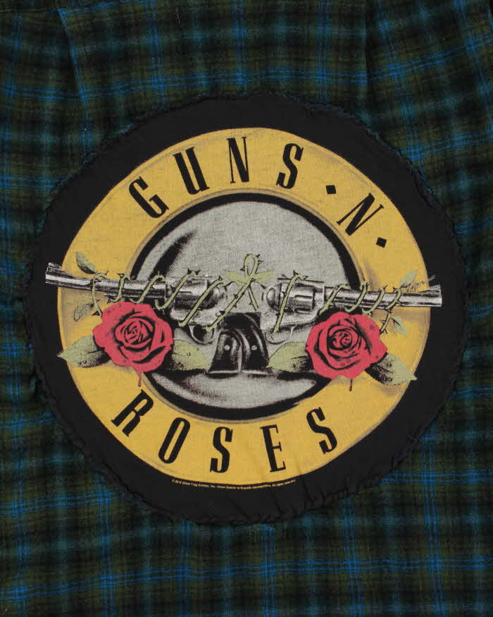 Vintage 1960s Pendleton Wool Guns &amp; Roses Back Patch Flannel Shirt - M