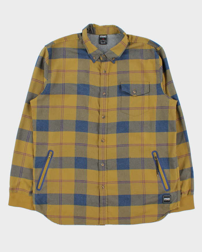 Vintage Oakley Khaki Zip Pocket Flannel Shirt - XL
