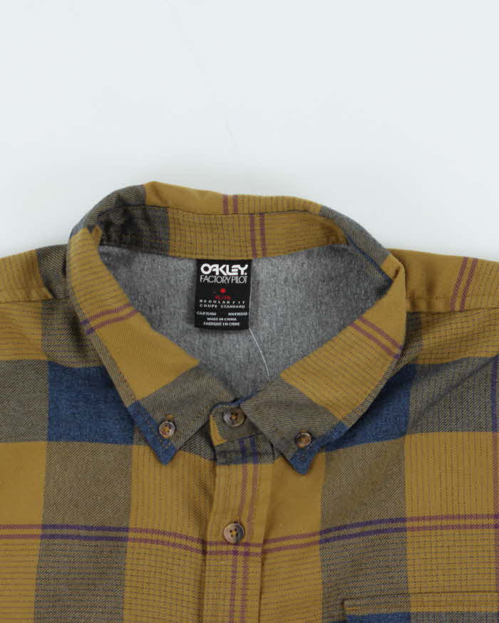 Vintage Oakley Khaki Zip Pocket Flannel Shirt - XL