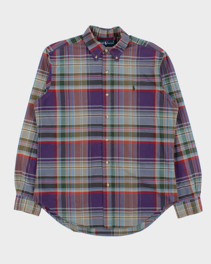 Vintage 1990s Polo Ralph Lauren Classic Plaid Fit Long Oversized Sleeve Shirt - M