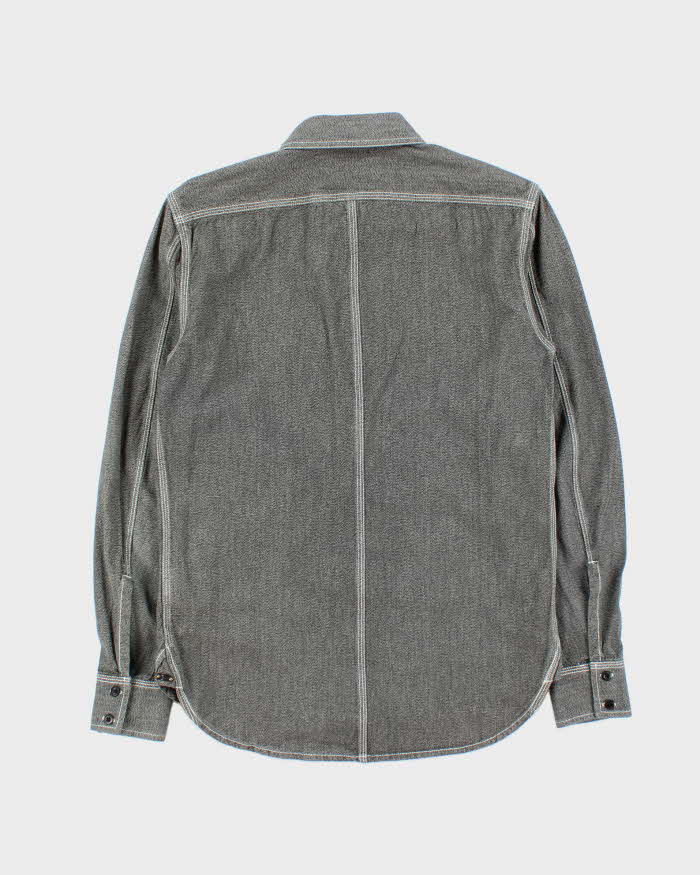 Vintage 00s Diesel Contrast Stitch Grey Denim Long Sleeve Shirt - M