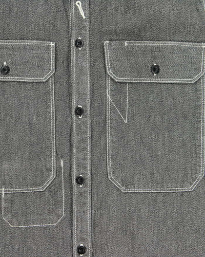 Vintage 00s Diesel Contrast Stitch Grey Denim Long Sleeve Shirt - M