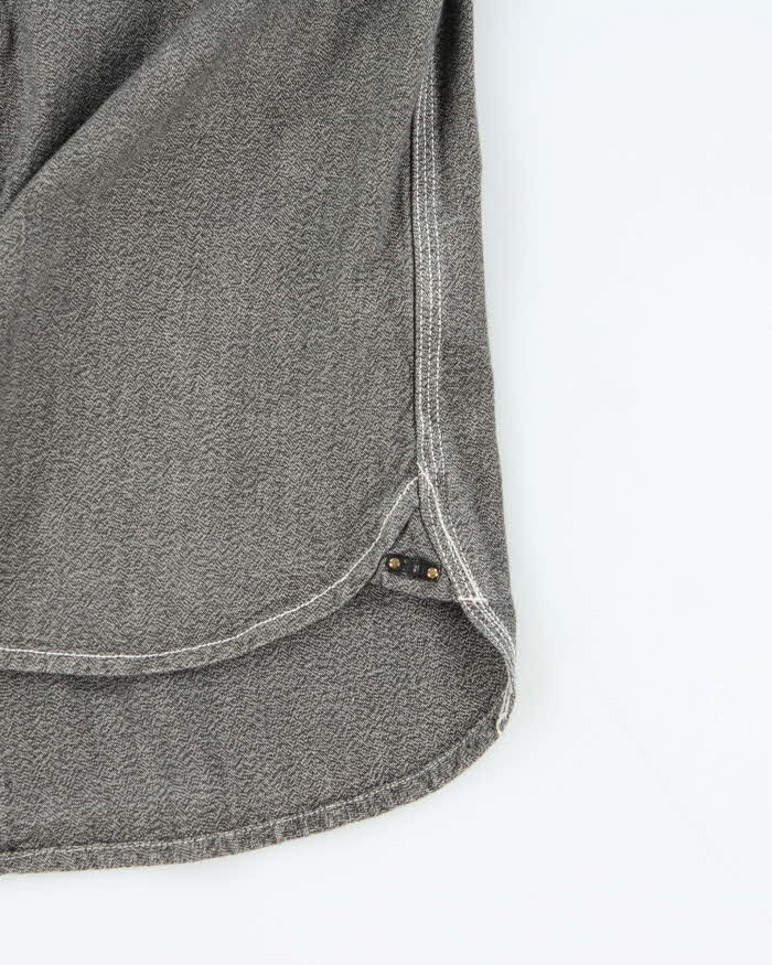 Vintage 00s Diesel Contrast Stitch Grey Denim Long Sleeve Shirt - M