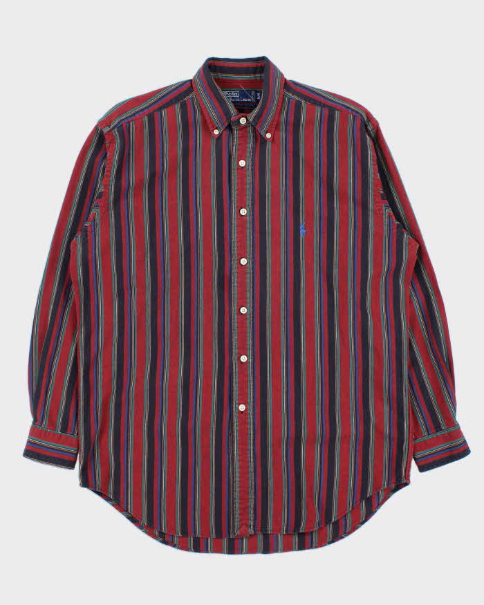 Vintage 1990s Polo Ralph Lauren Thick Cotton Striped Long Sleeve Shirt - M
