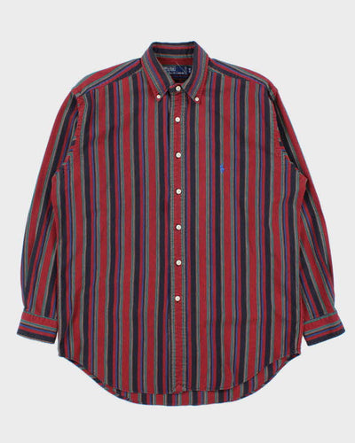 Vintage 1990s Polo Ralph Lauren Thick Cotton Striped Long Sleeve Shirt - M