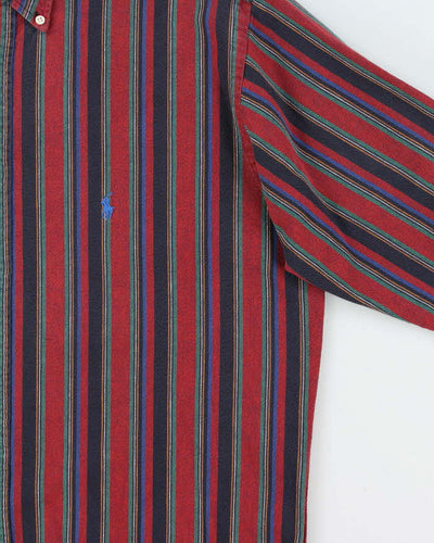 Vintage 1990s Polo Ralph Lauren Thick Cotton Striped Long Sleeve Shirt - M