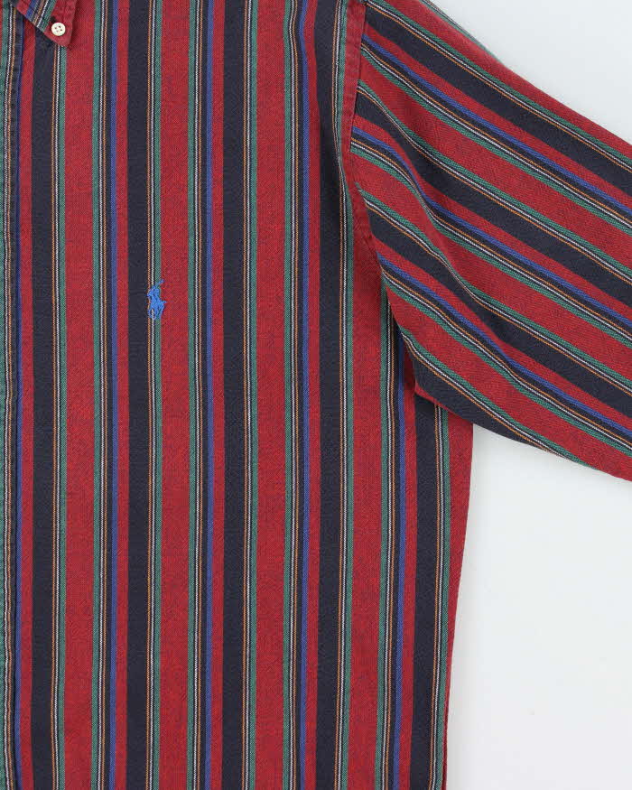 Vintage 1990s Polo Ralph Lauren Thick Cotton Striped Long Sleeve Shirt - M