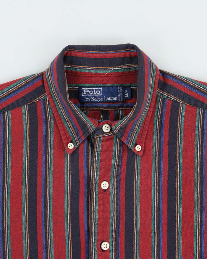 Vintage 1990s Polo Ralph Lauren Thick Cotton Striped Long Sleeve Shirt - M