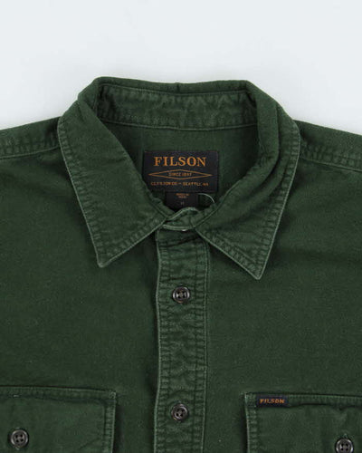 Vintage Filson Dark Moss Thick Cotton Long Sleeve Shirt - M
