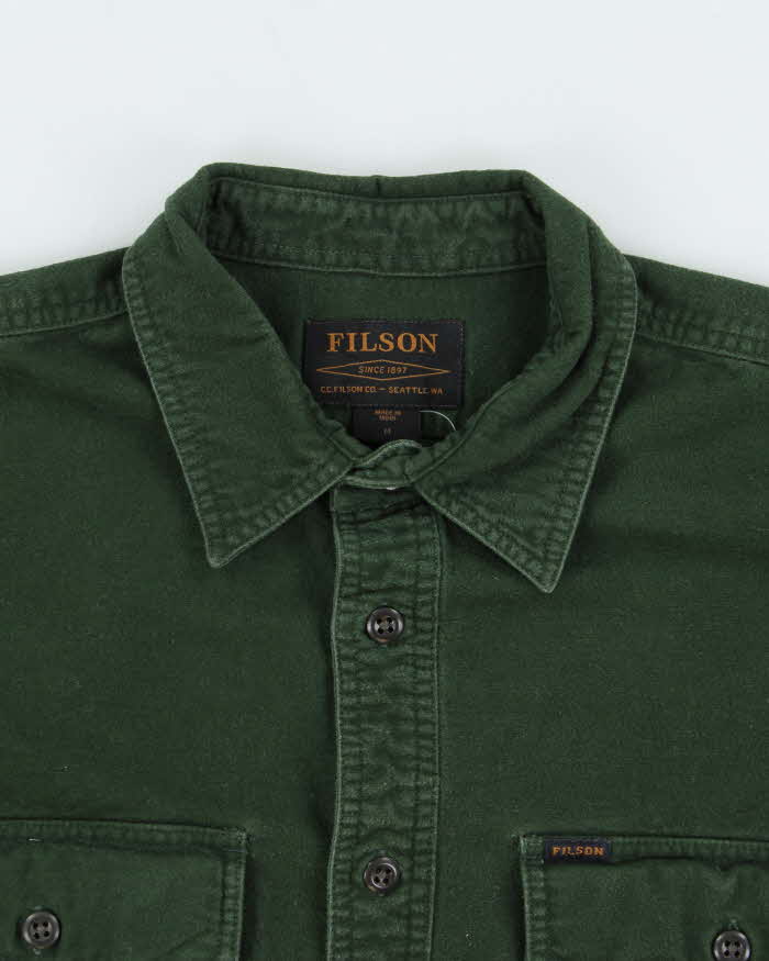 Vintage Filson Dark Moss Thick Cotton Long Sleeve Shirt - M