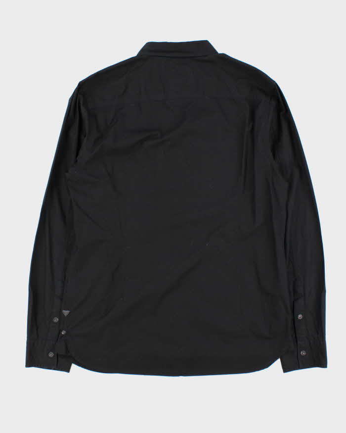 Vintage Y2K Guess Black Snap Button Zip Pocket Long Sleeve Shirt - L