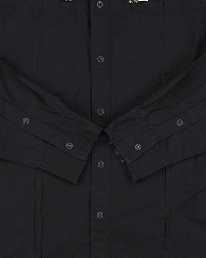 Vintage Y2K Guess Black Snap Button Zip Pocket Long Sleeve Shirt - L