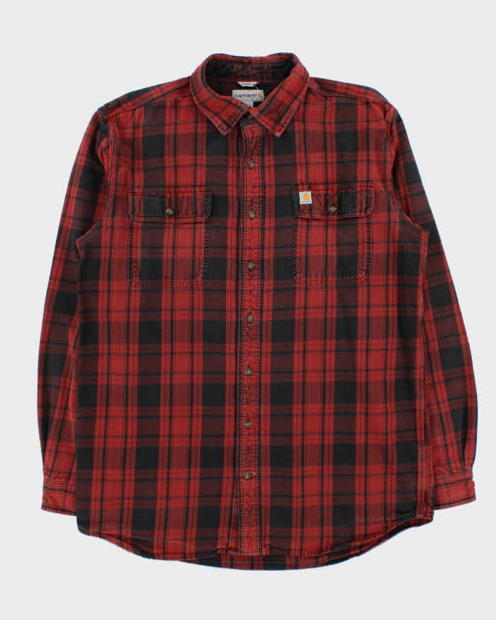 Vintage Carhartt Thick Cotton Plaid Long Sleeve Relaxed Fit Flannel Shirt - L