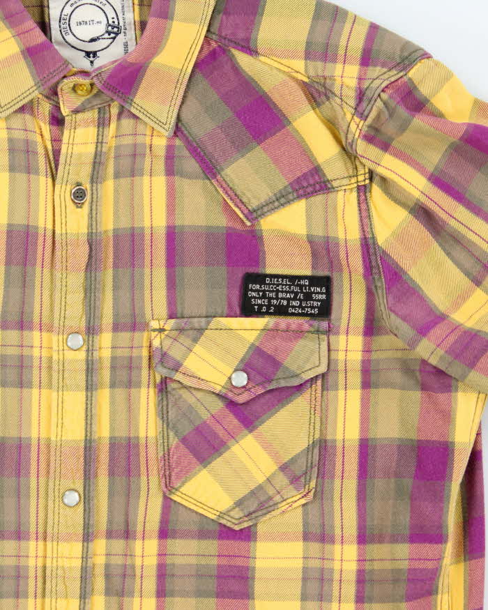 Vintage Y2K 00s Diesel Plaid Western Long Sleeve Shirt - S
