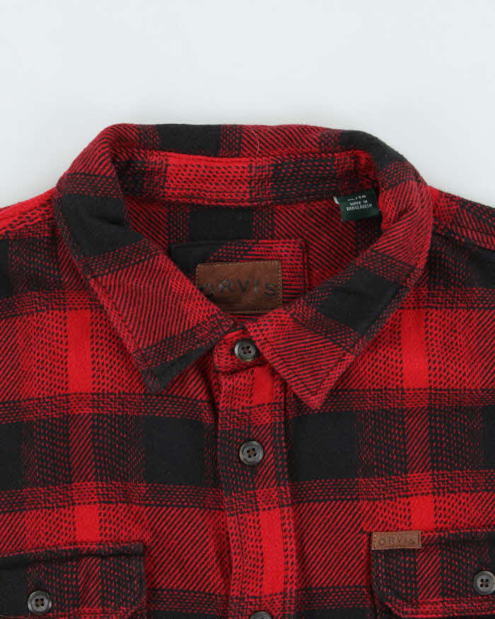 Vintage Orvis Heavyweight Plaid Hip Pocket Flannel Over Shirt - XL