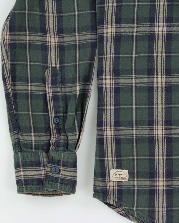 Vintage Y2K 00s Ed Hardy Gingham Lined Plaid Long Sleeve Flannel Shirt - L